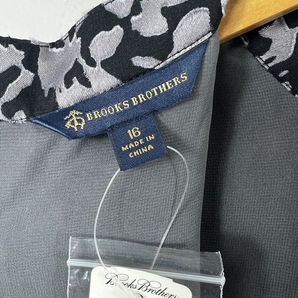 Brooks Brothers Gray Black Sleeveless Burnout Shift Dress 16 Mock Neck - Picture 8 of 16